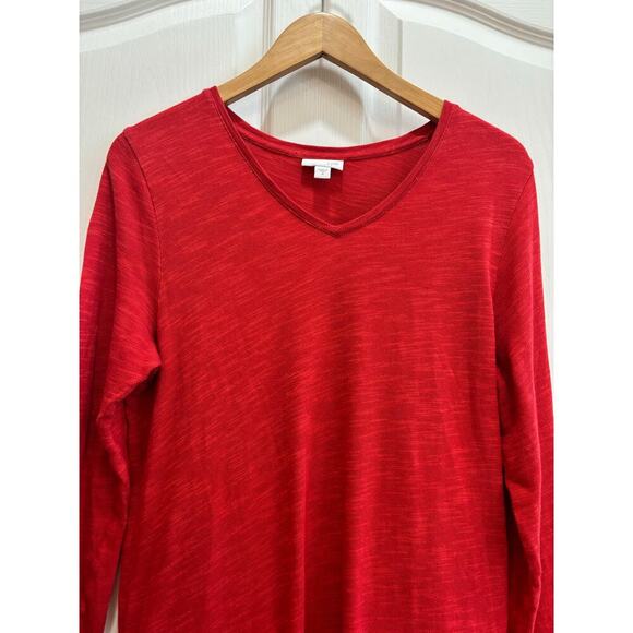 J. Jill Women M Red Cotton Tunic L/S Faux Pockets Casual Career Minimalist - Picture 2 of 9